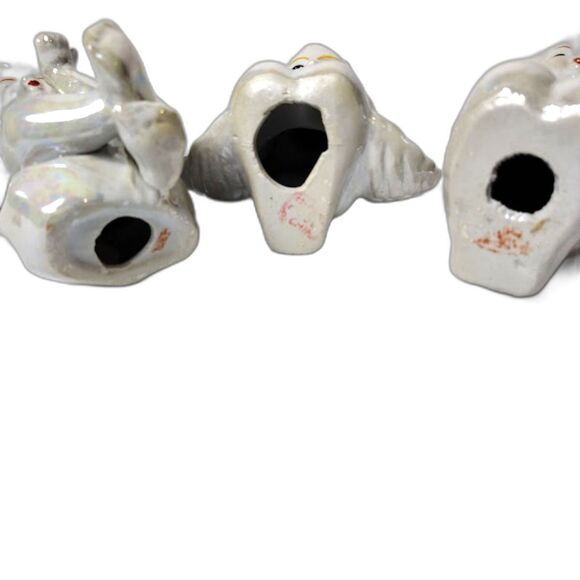 Set 3 Angels Cherubs Iridescent Glazed Ceramic Kneeling Praying 6 Inch - Picture 7 of 7